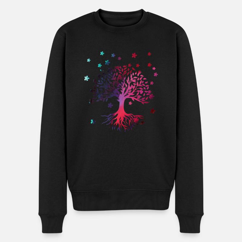 Baum des Lebens ,Lebensbaum,blumen,bunt,graffiti - Männer Premium Bio Pullover - Schwarz