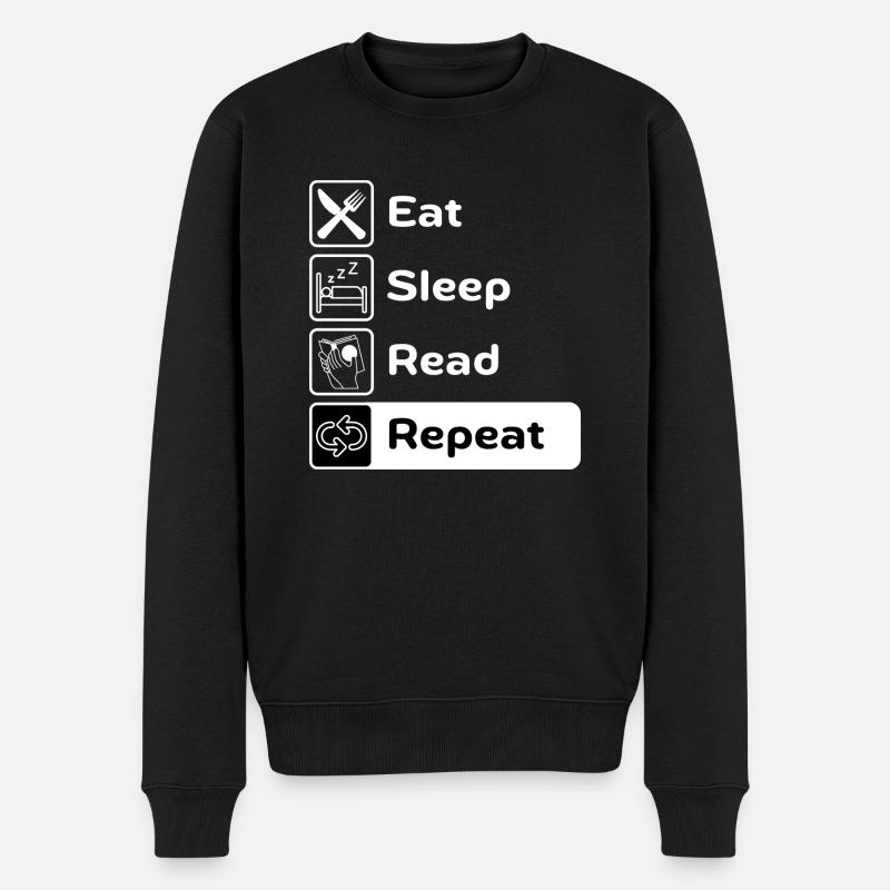 Eat Sleep Read Repeat - Männer Premium Bio Pullover - Schwarz
