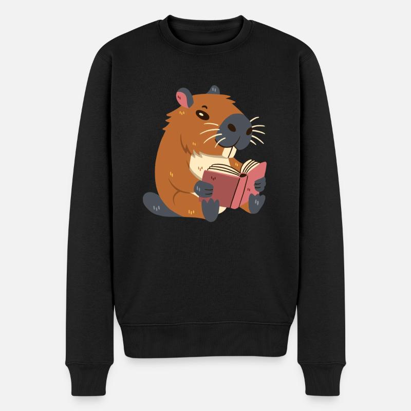 Capybara lit un livre - Pull Premium bio Homme - noir