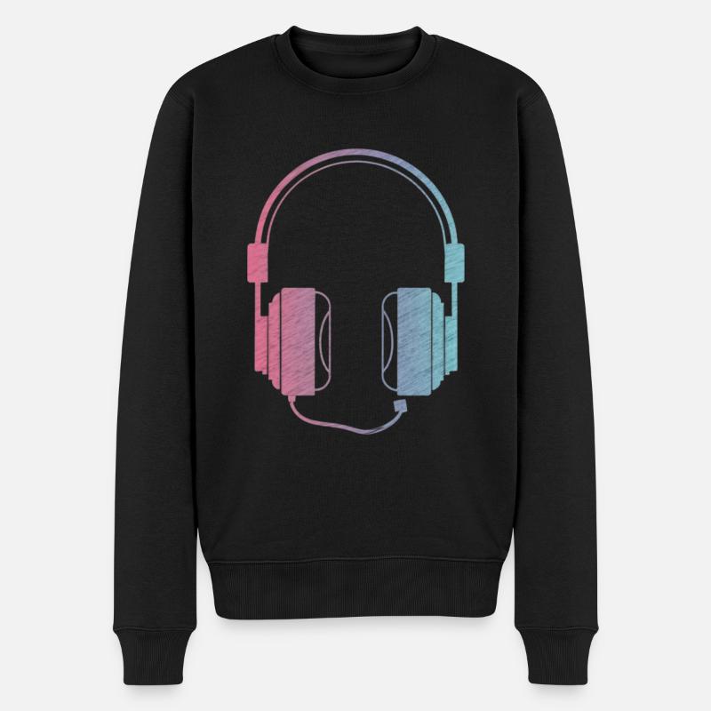 Kopfhörer Musik Kopfhörer - Männer Premium Bio Pullover - Schwarz