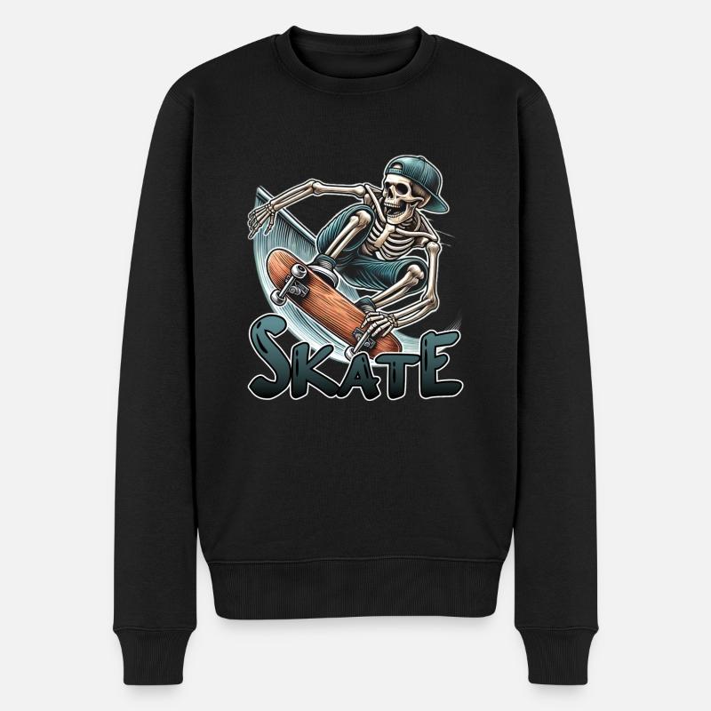 Skate Skater Skateboard Roller Squelette - Pull Premium bio Homme - noir