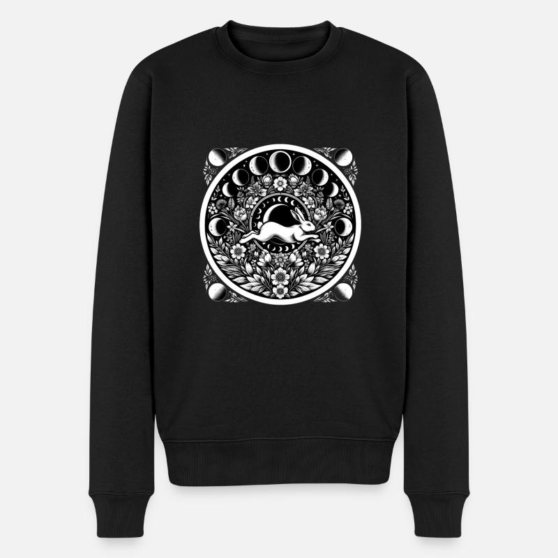 Pâques Ostara Eostre païen printemps lièvre - Pull Premium bio Homme - noir