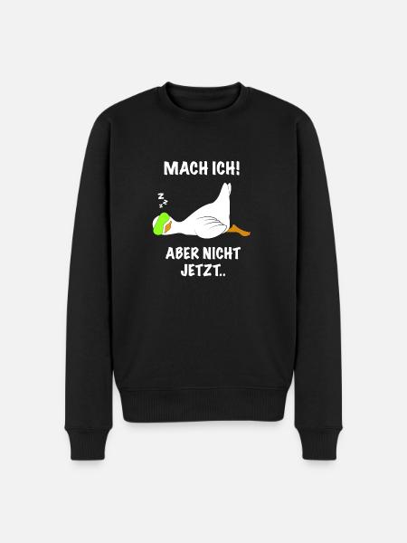 Ente lustig faul Spruch - Männer Premium Bio Pullover - Schwarz