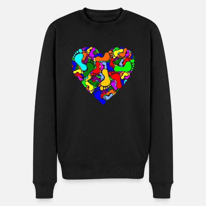 Coeur avec des empreintes de pas - Pull Premium bio Homme - noir
