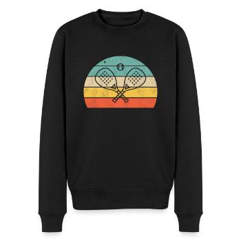 Padeltennis – Gekreuzte Schläger Weiß - Männer Premium Bio Pullover - Schwarz - Vorne - Nico (187cm)