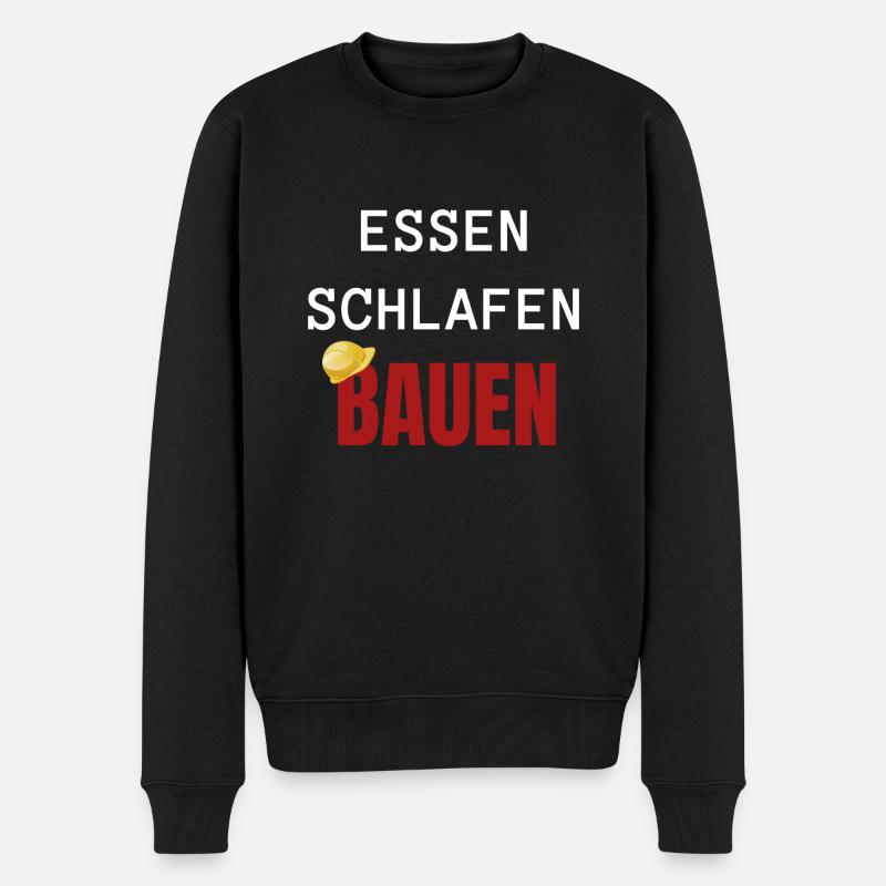 ESSEN SCHLAFEN BAUEN - Männer Premium Bio Pullover - Schwarz