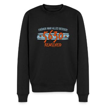 Früher 5630 Remscheid - Männer Premium Bio Pullover - Schwarz - Vorne - Nico (187cm)