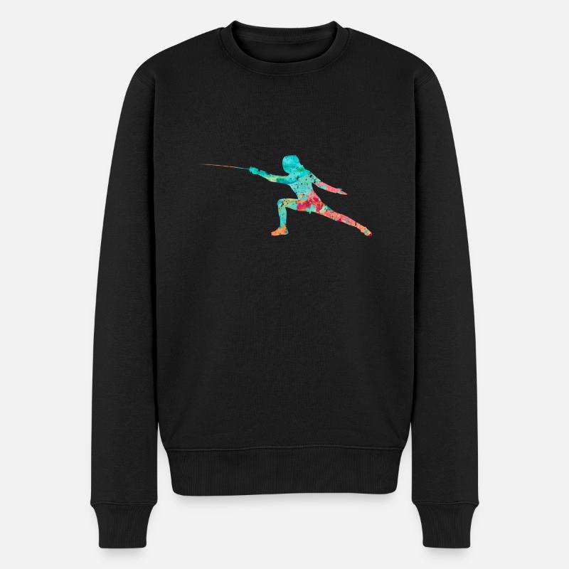 Fechten und Fechtsport PopArt - Männer Premium Bio Pullover - Schwarz