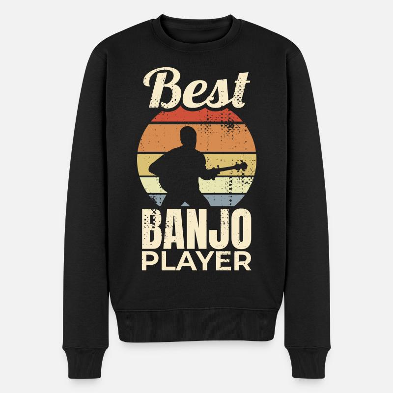 Lustiger Banjospieler - Männer Premium Bio Pullover - Schwarz