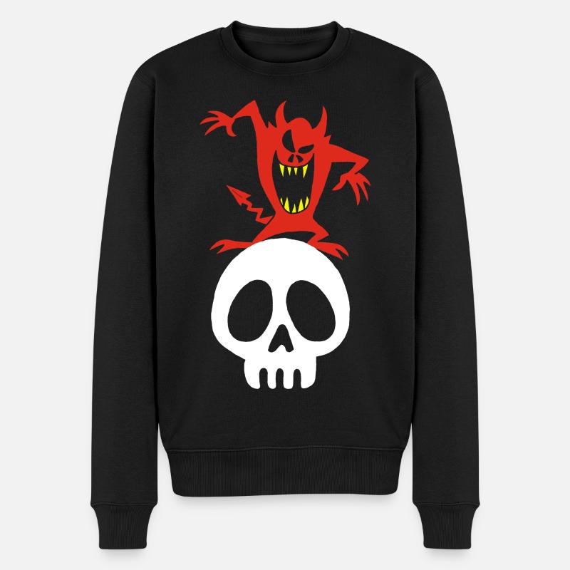 Schädel und Dämon - Männer Premium Bio Pullover - Schwarz