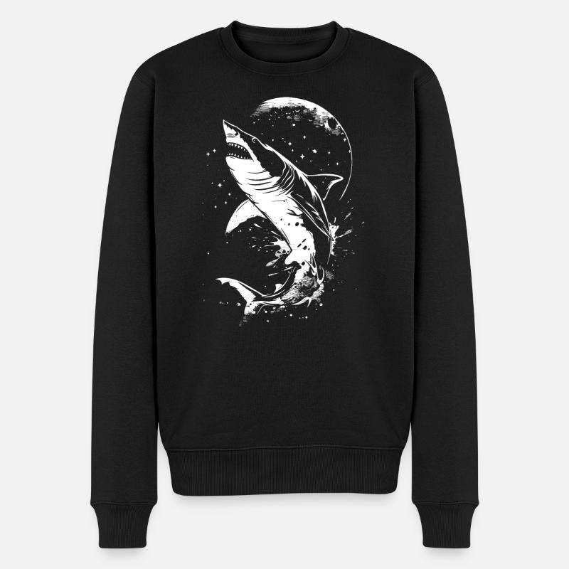 Requin Lune Étoiles - Pull Premium bio Homme - noir