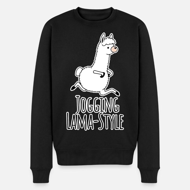 Lama-Style Jogger! Albern laufen und Spaß dabei! - Männer Premium Bio Pullover - Schwarz