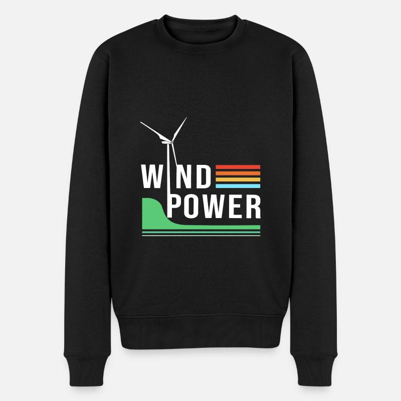 Éolienne, énergie éolienne, énergie éolienne - Pull Premium bio Homme - noir