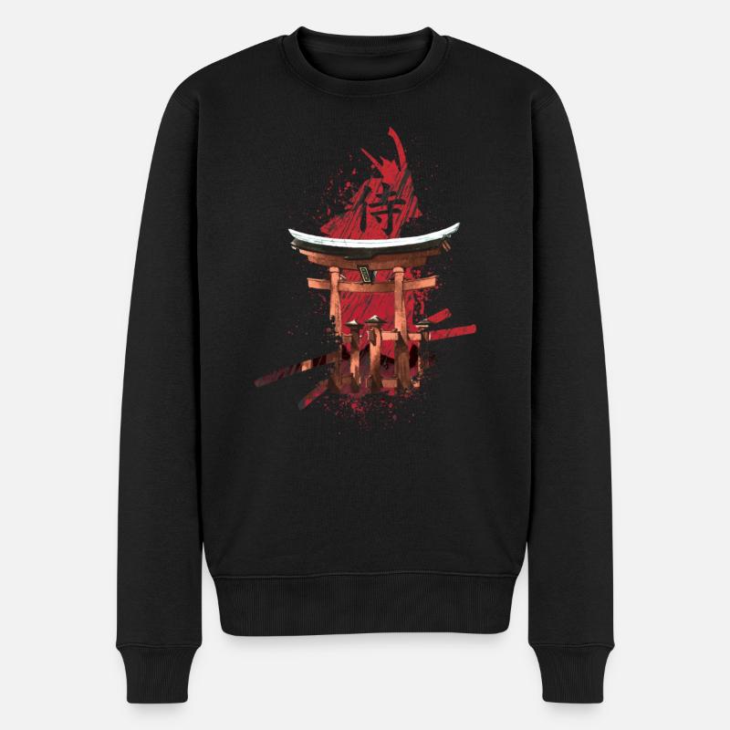 Japan Samurai Vintage Streetwear - Männer Premium Bio Pullover - Schwarz