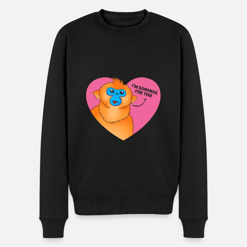 Stupsnasenaffe Affe Schimpanse - Männer Premium Bio Pullover - Schwarz
