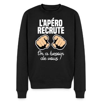 L'apéro recrute engagez-vous - Pull Premium bio Homme - noir - Devant - Nico (187cm)