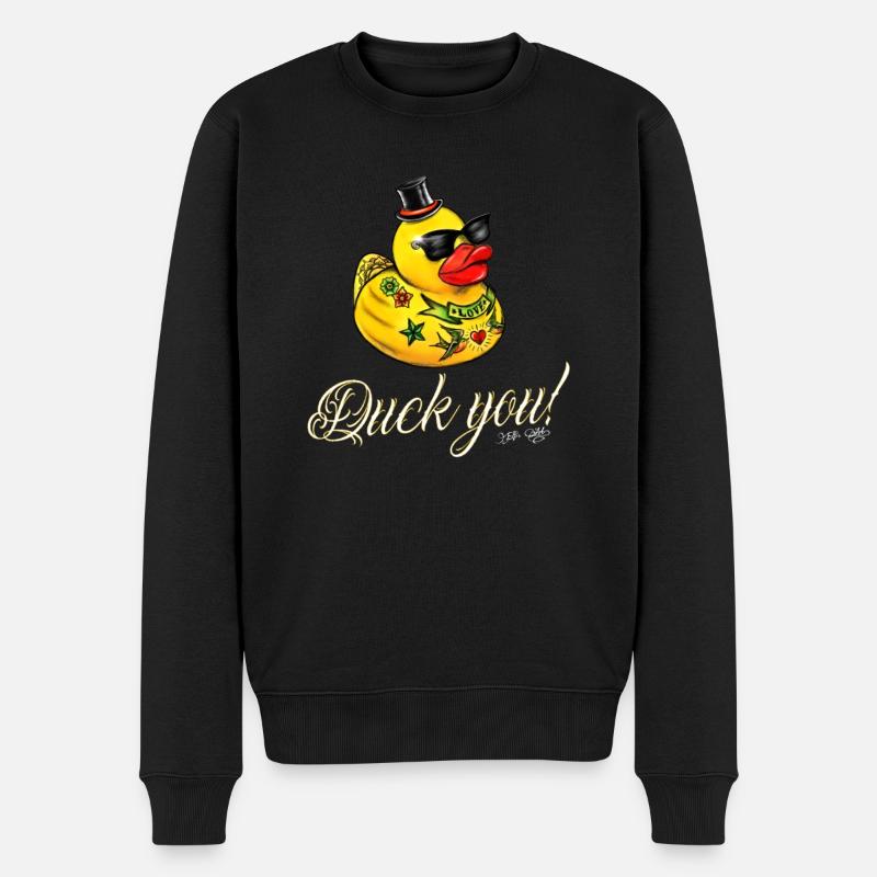 Duck you Quietscheente - Männer Premium Bio Pullover - Schwarz