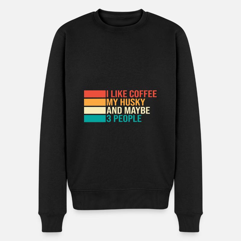 Husky Kaffee - Männer Premium Bio Pullover - Schwarz