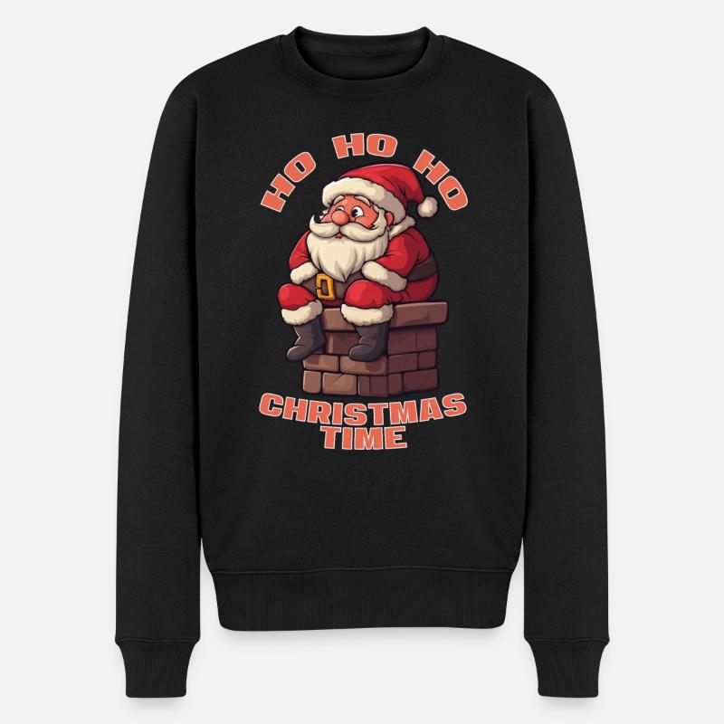 Ho Ho Ho Christmas Time - Männer Premium Bio Pullover - Schwarz