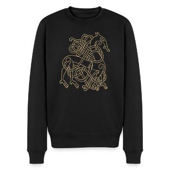 Keltischer Knoten Nordischer Drache mit Schlange - Männer Premium Bio Pullover - Schwarz - Vorne - Nico (187cm)
