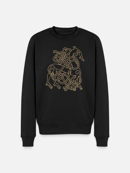 Norse Celtic Knot Dragon med Snake - Premium økologisk genser for menn - svart