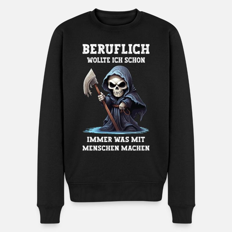 Sensemann Beruflich Was Mit Menschen Machen Lustig - Männer Premium Bio Pullover - Schwarz