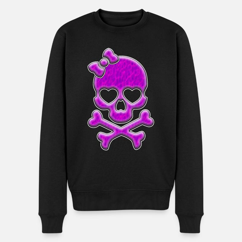 Pink Lady Skull | Schädel Totenkopf - Männer Premium Bio Pullover - Schwarz