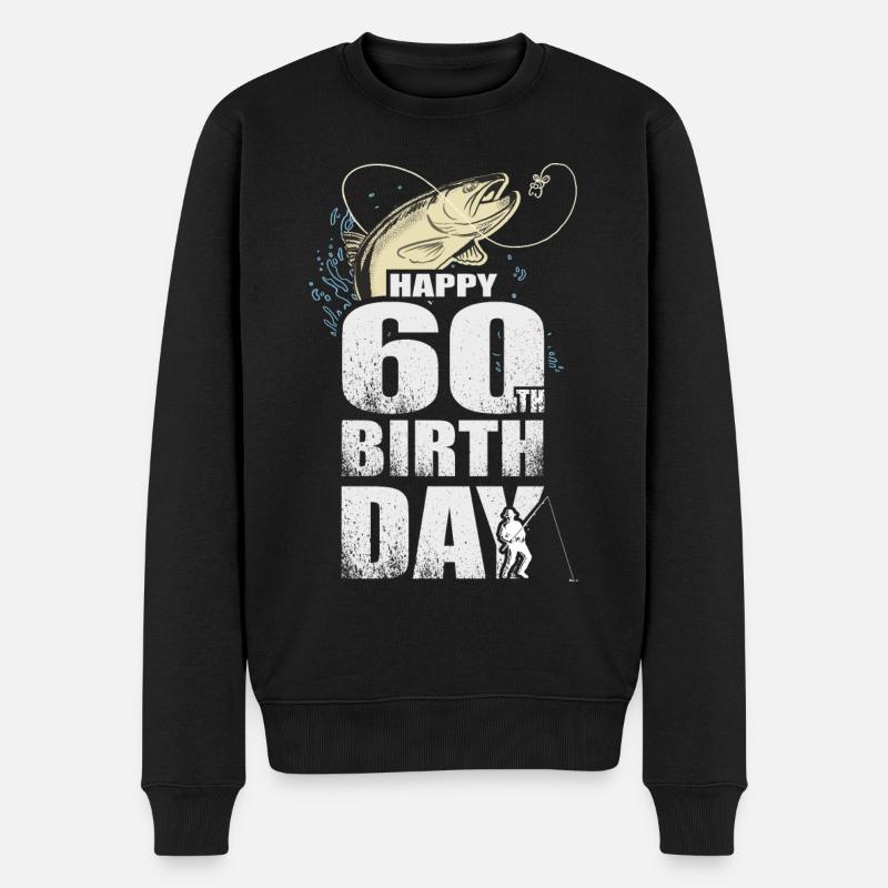 Anglergeschenk Happy 60th Birthday 60. Geburtstag - Männer Premium Bio Pullover - Schwarz