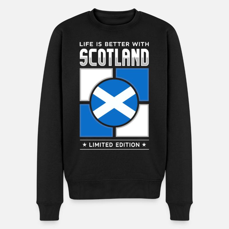 Scotland - Männer Premium Bio Pullover - Schwarz