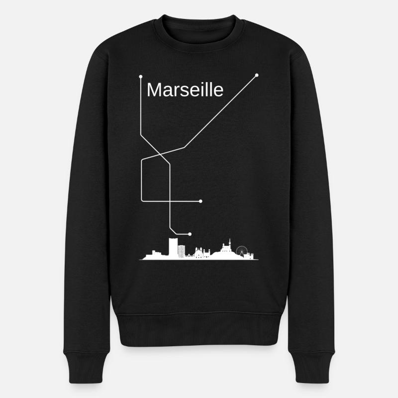Marseille Stadt - Männer Premium Bio Pullover - Schwarz
