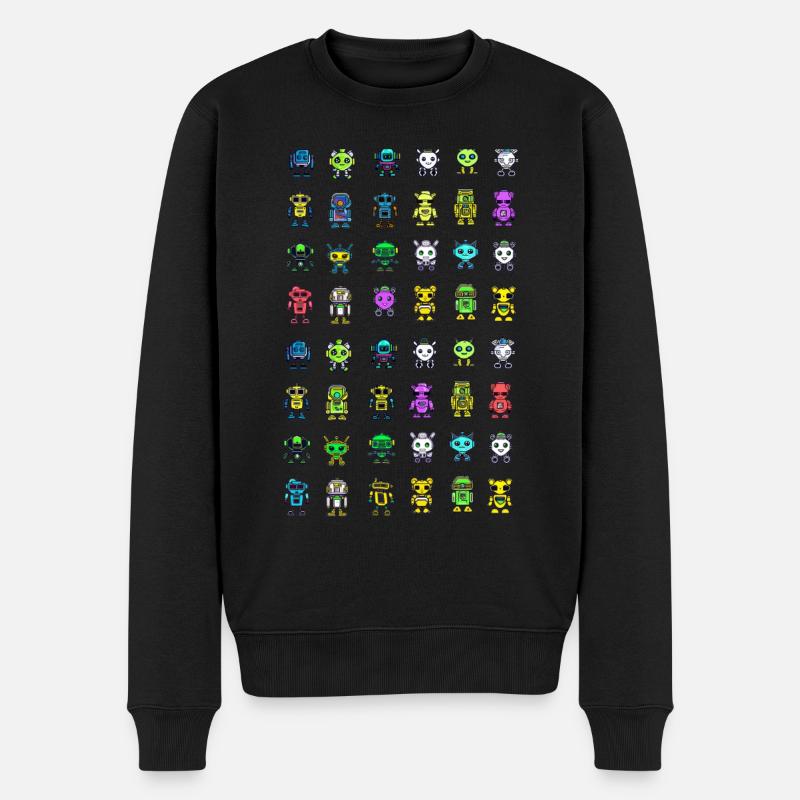 Süße Roboter Muster - Männer Premium Bio Pullover - Schwarz