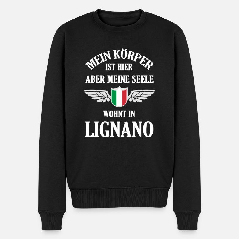 Lignano-Liebe – Endlose Strände und Meerträume - Männer Premium Bio Pullover - Schwarz