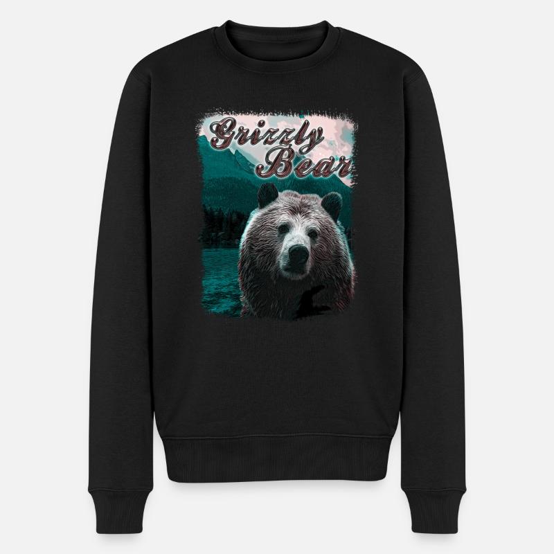 Grizzly Bär Natur und Tierliebhaber Gemälde - Männer Premium Bio Pullover - Schwarz