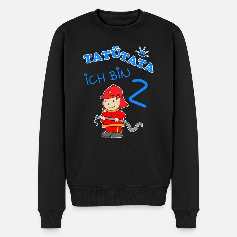 2 Kindergeburtstag mit Feuerwehrmann Geschenk - Männer Premium Bio Pullover - Schwarz