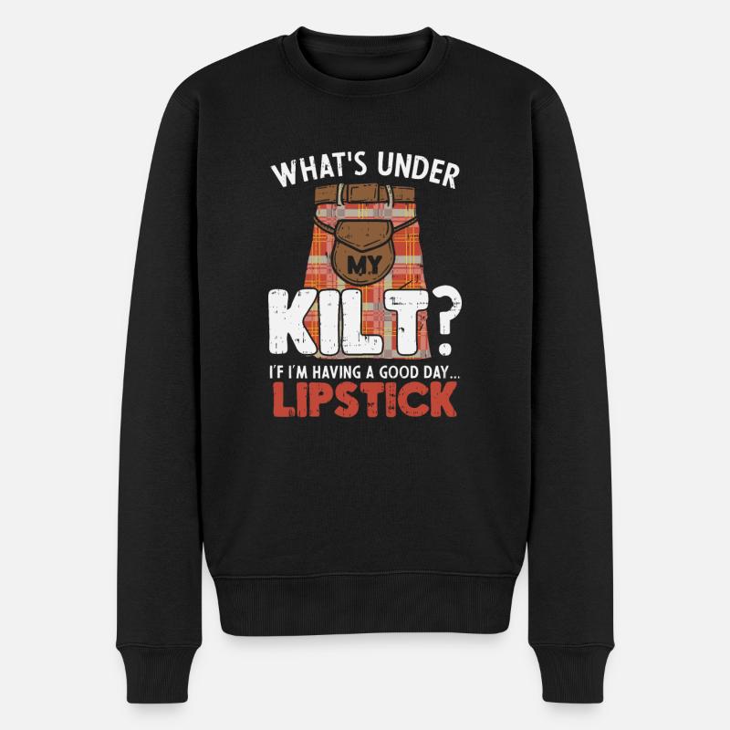 Guter Tag Wenn Lippenstift Unterm Kilt - Männer Premium Bio Pullover - Schwarz