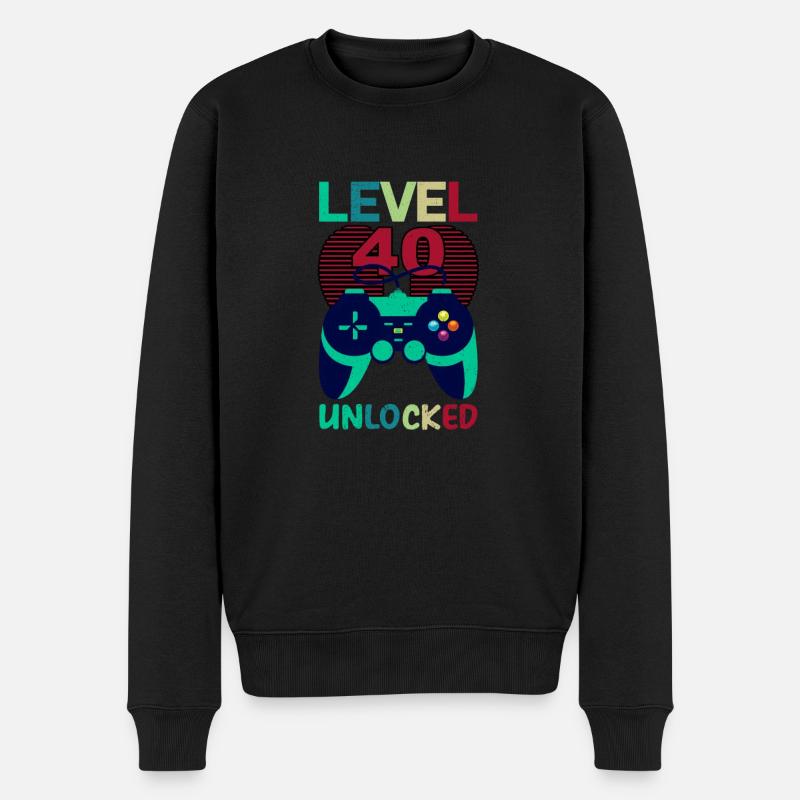 Level 40 freigeschaltet - Männer Premium Bio Pullover - Schwarz