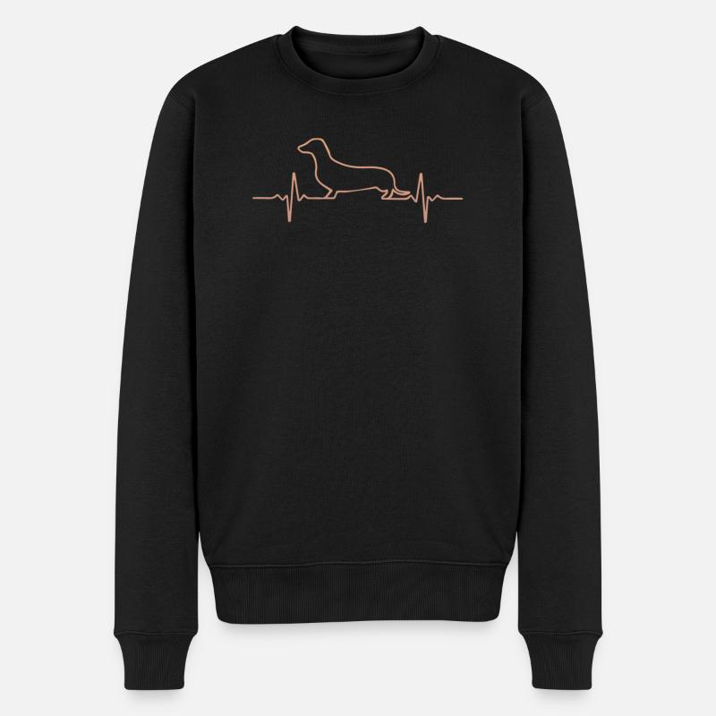 Dackel Herzschlag - Männer Premium Bio Pullover - Schwarz