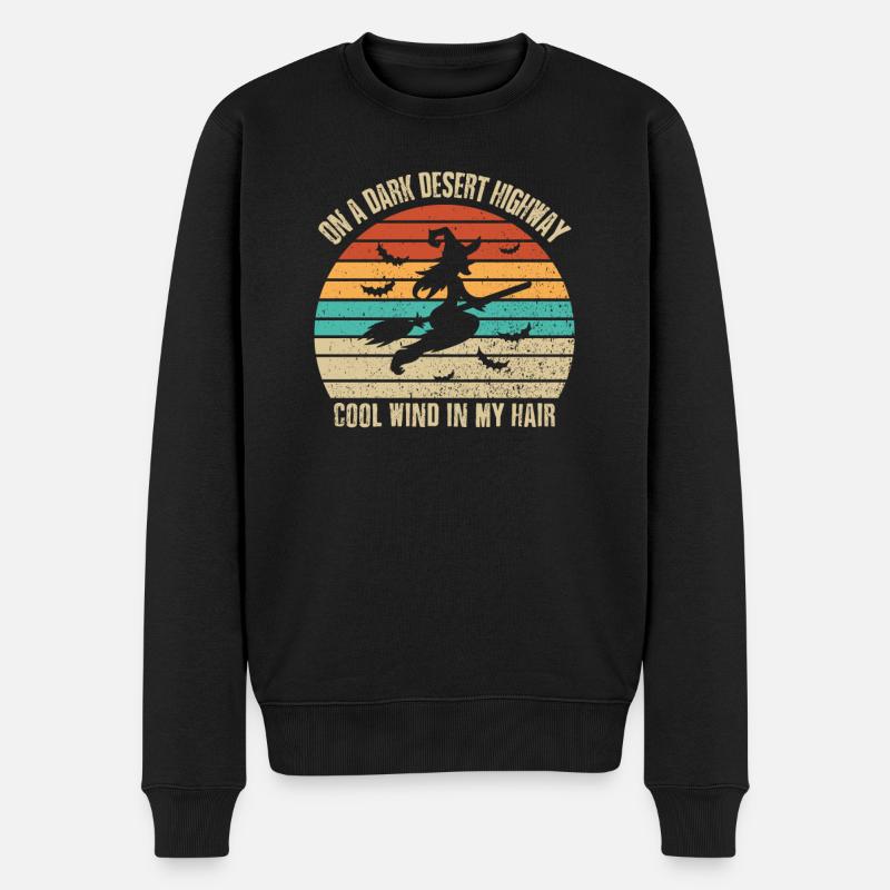 Auf einem dunklen Wüstenautobahn Kühler Wind in meinen Haaren - Männer Premium Bio Pullover - Schwarz