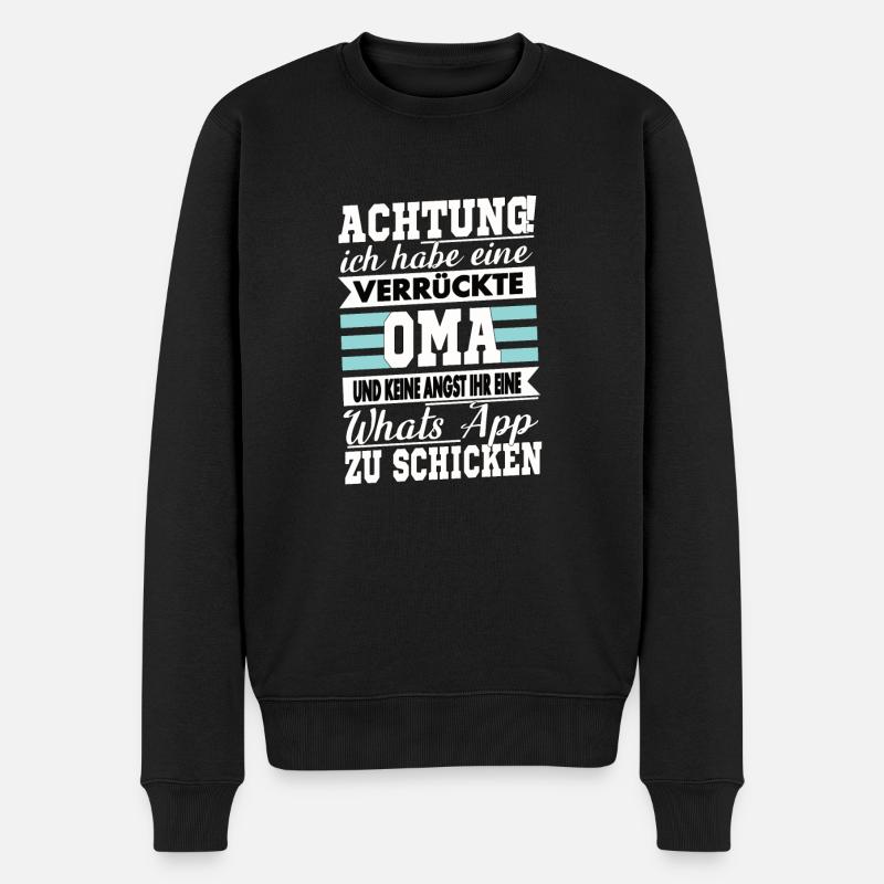 Achtung ich habe eine Verrückte Oma - Männer Premium Bio Pullover - Schwarz