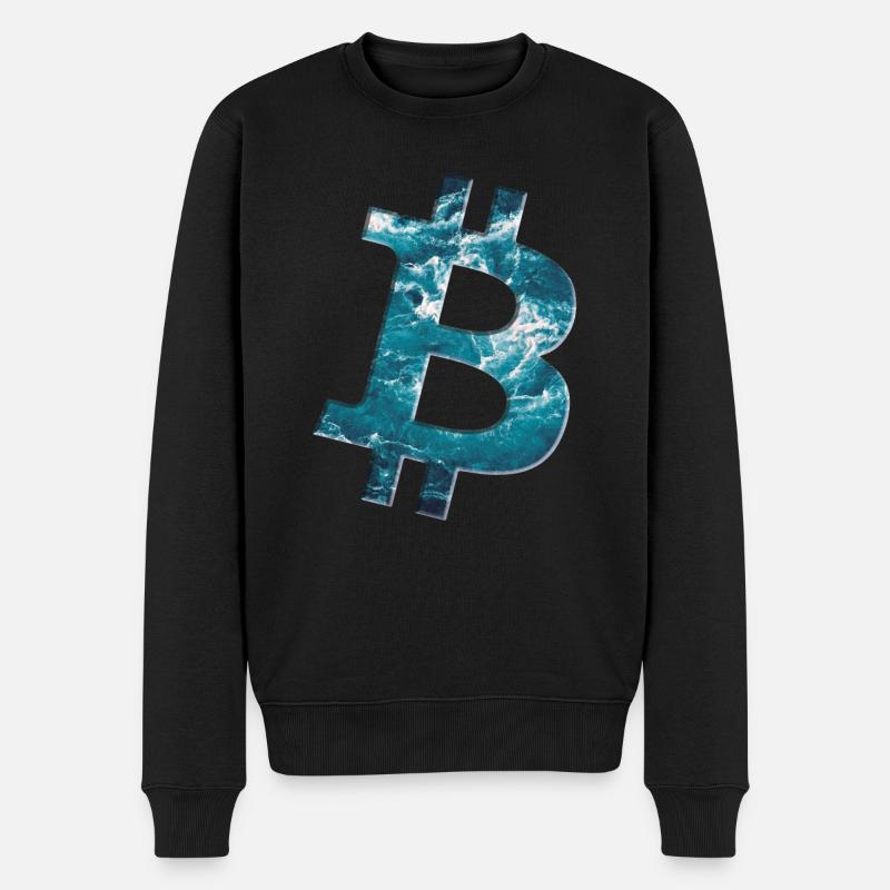 Bitcoin Logo Texture de l’eau - Pull Premium bio Homme - noir