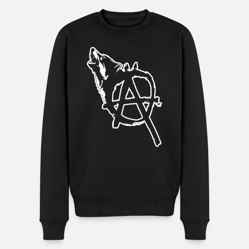 Anarchie Wolf - Männer Premium Bio Pullover - Schwarz