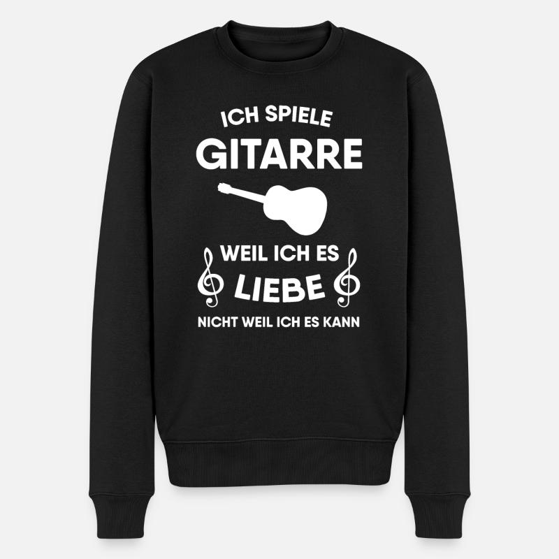 Gitarre - Männer Premium Bio Pullover - Schwarz
