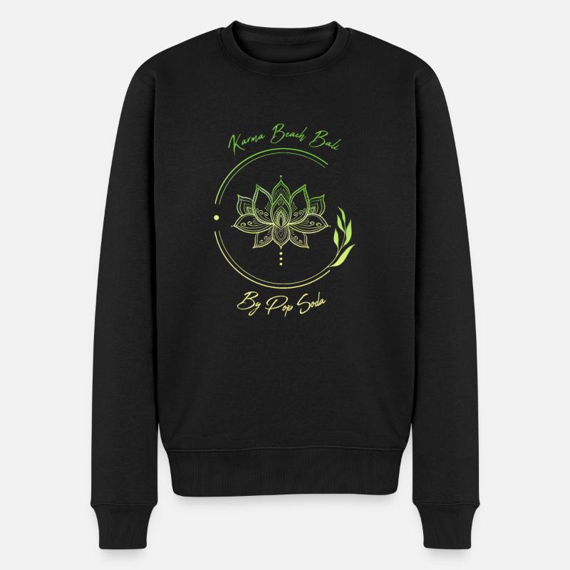 Fleur de lotus Karma Beach vert citron - Pull Premium bio Homme - noir