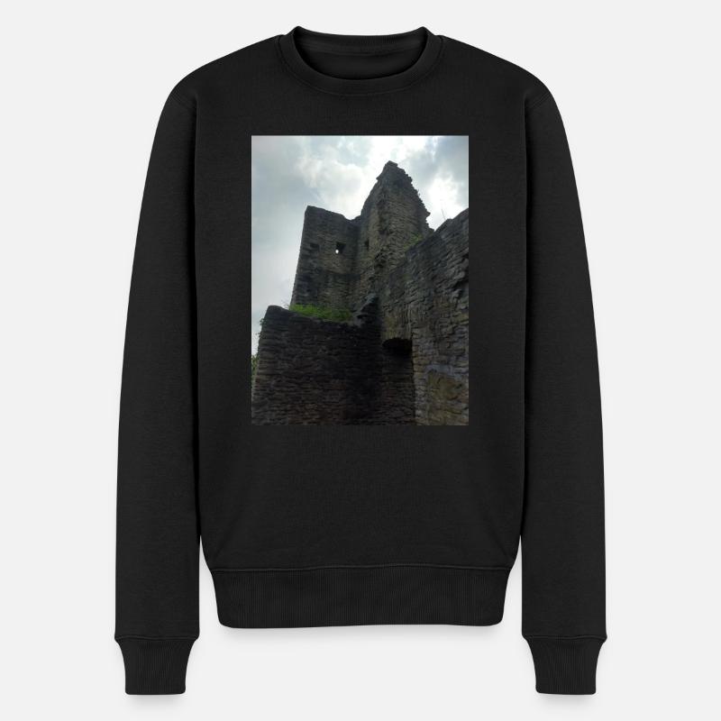 Burg Ruine - Männer Premium Bio Pullover - Schwarz