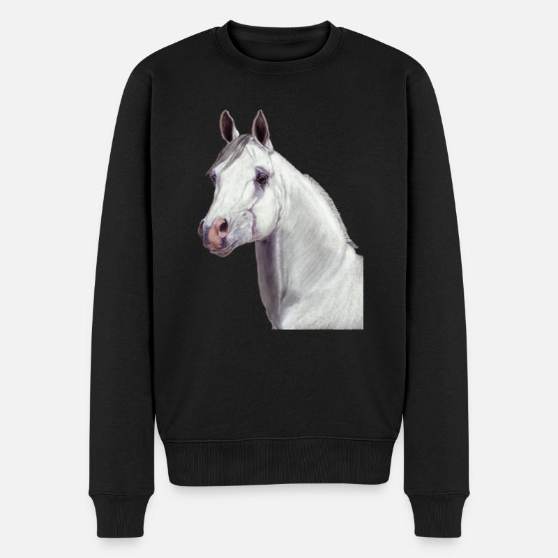 Arabisches Pferd - Männer Premium Bio Pullover - Schwarz