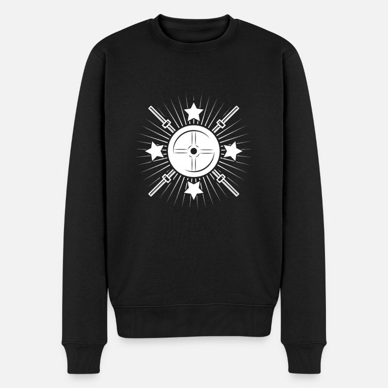 Hantelgewicht mit Stangen weis - Männer Premium Bio Pullover - Schwarz