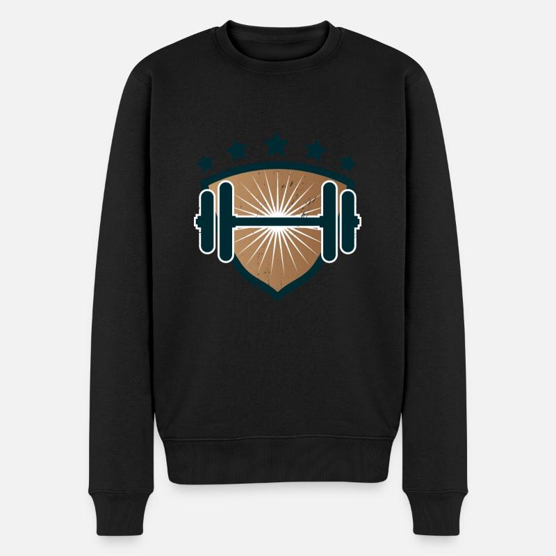 Hantelgewicht - Männer Premium Bio Pullover - Schwarz