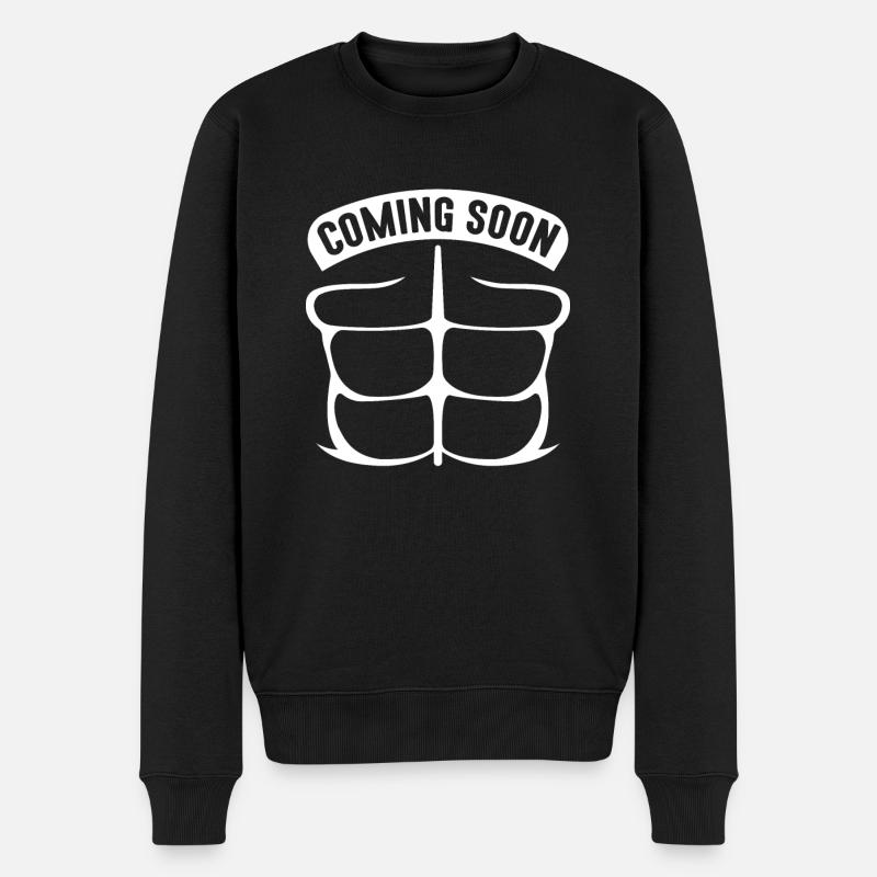 Sixpack coming soon weis - Männer Premium Bio Pullover - Schwarz