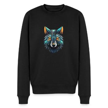 Polygon Wolf Kopf - Männer Premium Bio Pullover - Schwarz - Vorne - Nico (187cm)