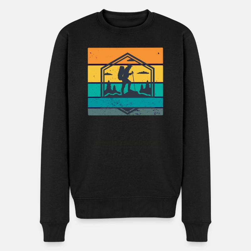 Wandern retro - Männer Premium Bio Pullover - Schwarz